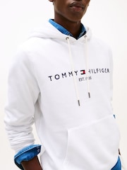 Tommy Hilfiger White Fleece Drawstring Hoodie - Image 4 of 7
