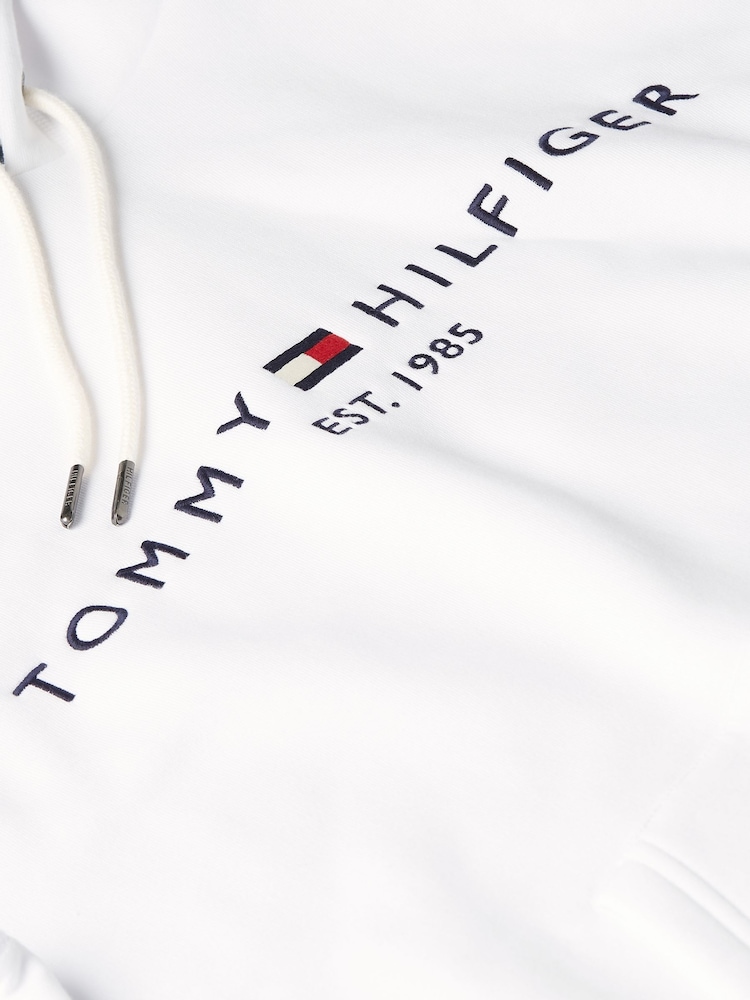 Tommy Hilfiger White Fleece Drawstring Hoodie - Image 7 of 7 Tommy Hilfiger White Fleece Drawstring Hoodie - Image 7 of 7