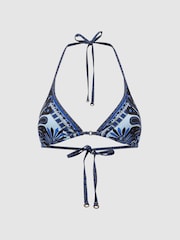 Reiss Blue Print Tina Printed Bikini Top - Image 2 of 5