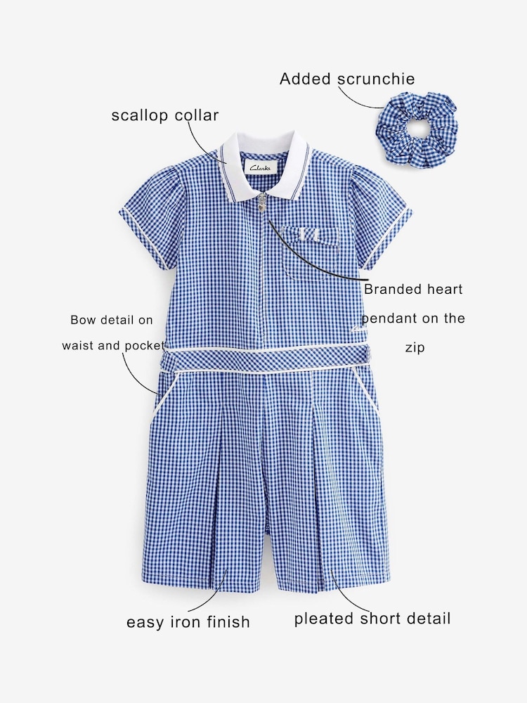 Clarks Blue Gingham School Playsuit - Image 2 of 11
