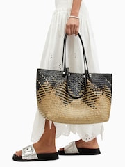 أسود - حقيبة كبيرة قش Allington من Allsaints - Image 1 of 1
