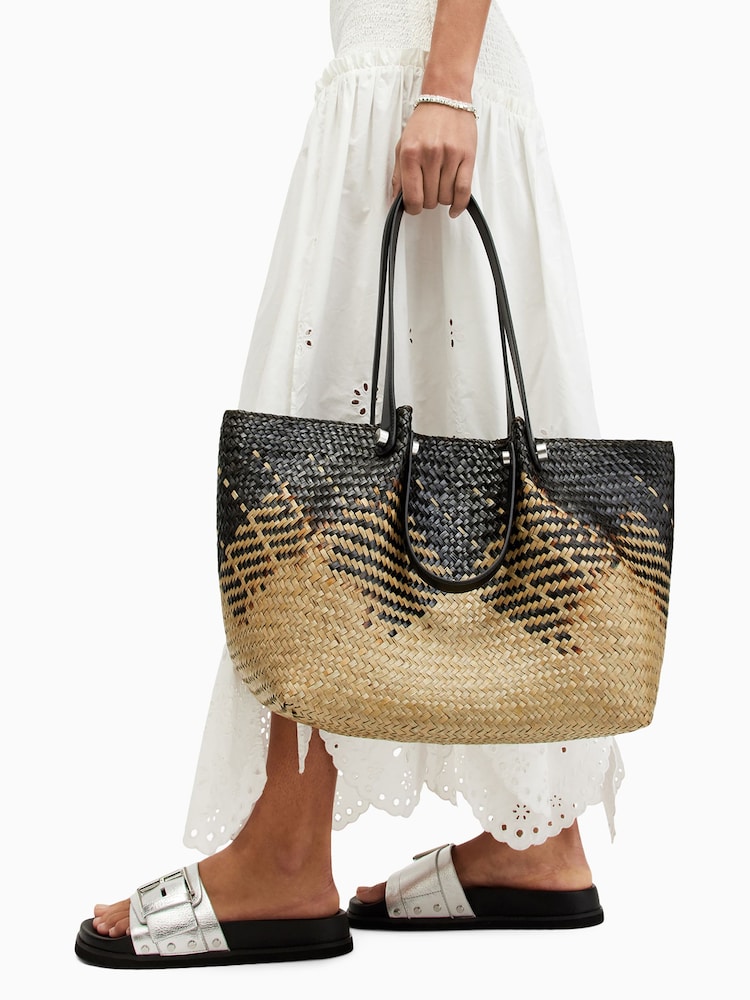 أسود - حقيبة كبيرة قش Allington من Allsaints - Image 1 of 1