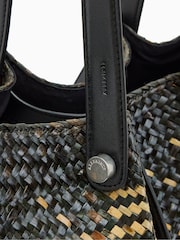 AllSaints Black Allington Straw Tote Bag - Image 5 of 7