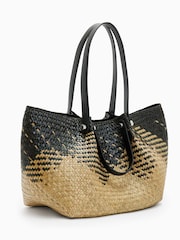 AllSaints Black Allington Straw Tote Bag - Image 6 of 7