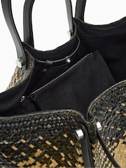 AllSaints Black Allington Straw Tote Bag - Image 7 of 7