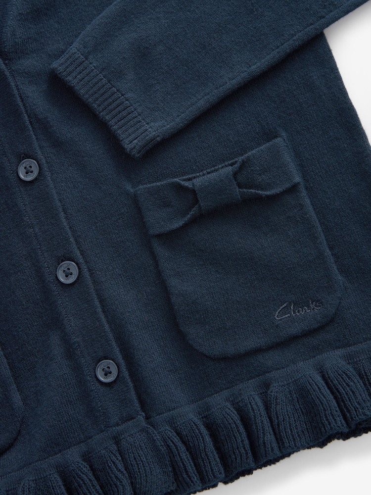 Clarks Navy Blue School V-Neck Cardigan - Image 10 of 12