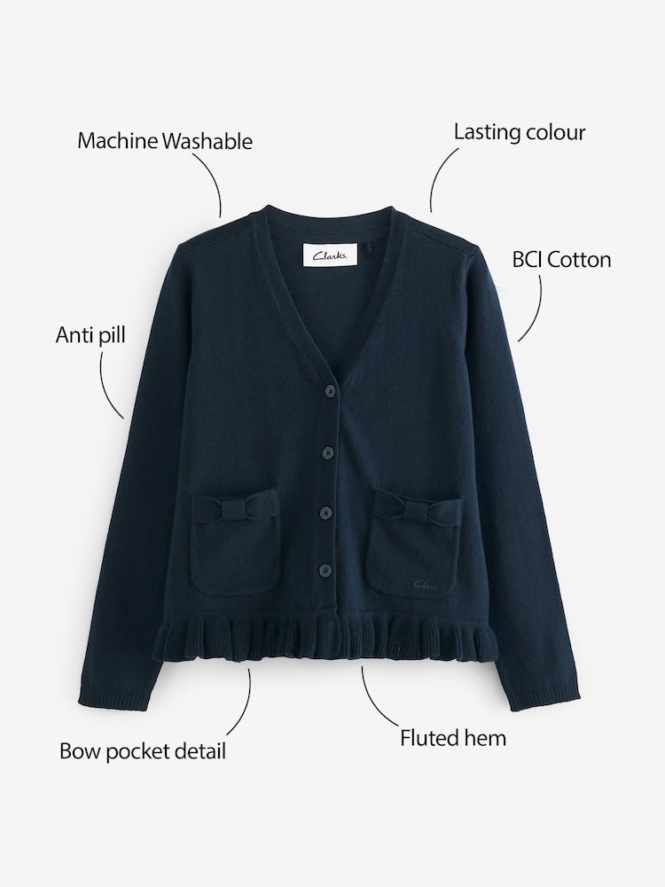 Clarks Navy Blue School V-Neck Cardigan - Image 12 of 12