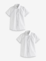 Clarks White Short Sleeve Clarks Boys School Shirts 2 Pack - Image 1 of 5