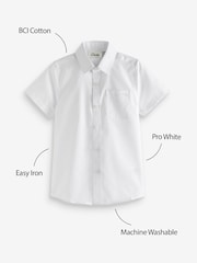 Clarks White Short Sleeve Clarks Boys School Shirts 2 Pack - Image 3 of 5