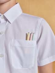 Clarks White Short Sleeve Clarks Boys School Shirts 2 Pack - Image 8 of 11