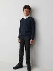 Clarks Navy Blue Long Sleeve School Knitted V-Neck Jumper - Image 4 of 8