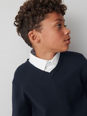 Clarks Navy Blue Long Sleeve School Knitted V-Neck Jumper - Image 5 of 8