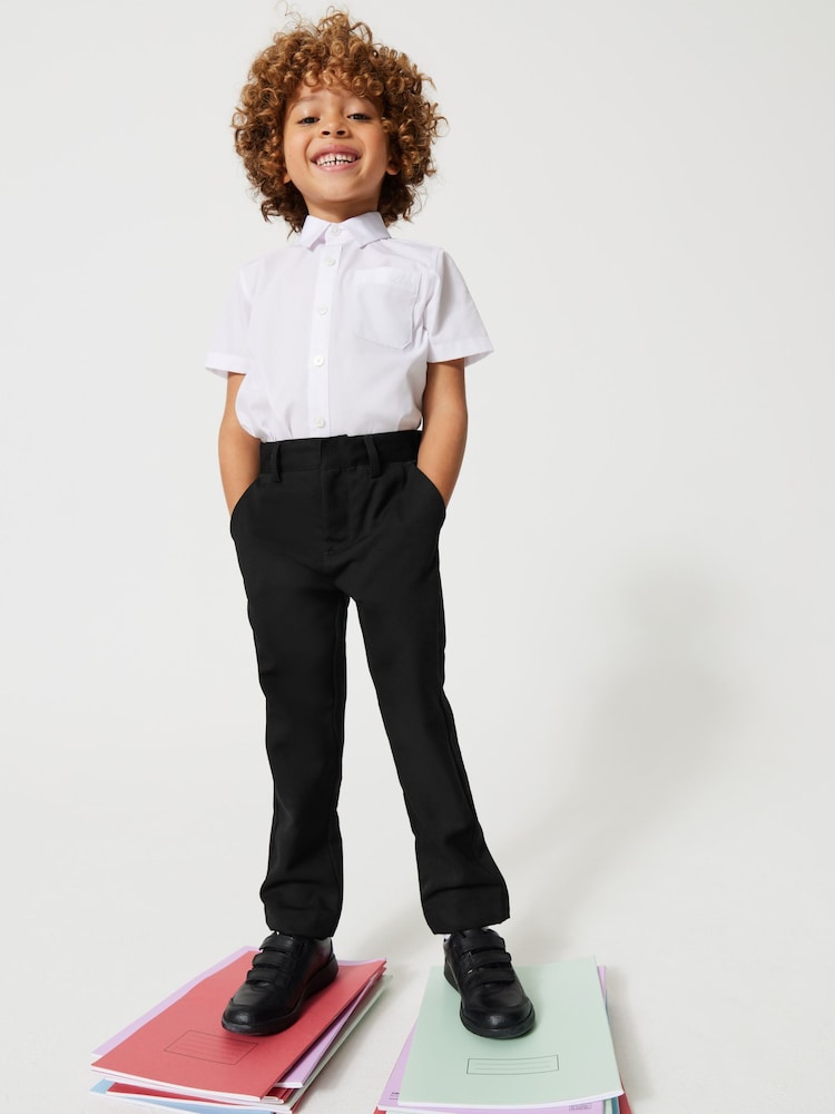 Clarks Black Boys Fastened School Trousers with Stretch - Image 1 of 7