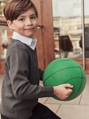 Clarks Grey Long Sleeve School Knitted V-Neck Jumper - Image 3 of 7