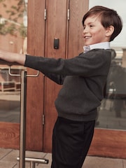 Clarks Grey Long Sleeve School Knitted V-Neck Jumper - Image 4 of 7