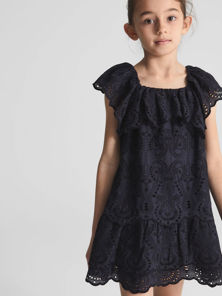 Reiss Navy Sia Jr Lace Mini Dress - Image 1 of 7 Reiss Navy Sia Jr Lace Mini Dress - Image 1 of 7