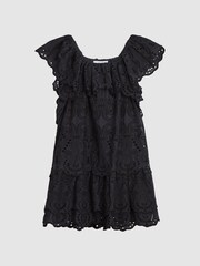 Reiss Navy Sia Jr Lace Mini Dress - Image 2 of 7