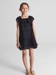 Reiss Navy Sia Jr Lace Mini Dress - Image 3 of 7