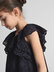 Reiss Navy Sia Jr Lace Mini Dress - Image 4 of 7