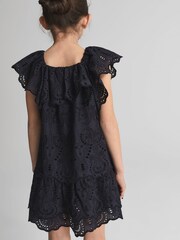 Reiss Navy Sia Jr Lace Mini Dress - Image 5 of 7
