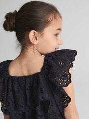 Reiss Navy Sia Jr Lace Mini Dress - Image 6 of 7