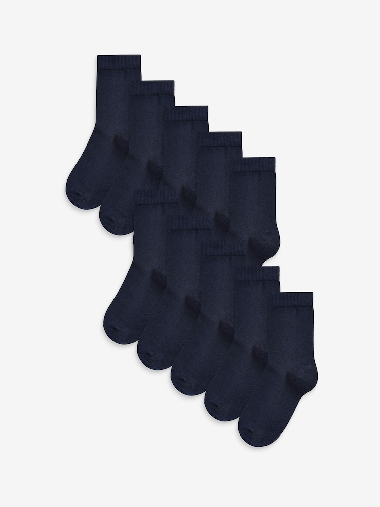Navy Blue 10 Pack Cotton Rich Socks - Image 1 of 3