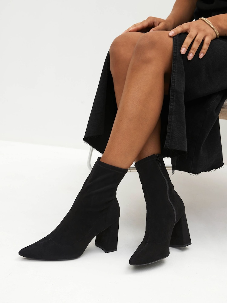 Black Forever Comfort® Point Toe Sock Ankle Boots - Image 1 of 7 Black Forever Comfort® Point Toe Sock Ankle Boots - Image 1 of 7