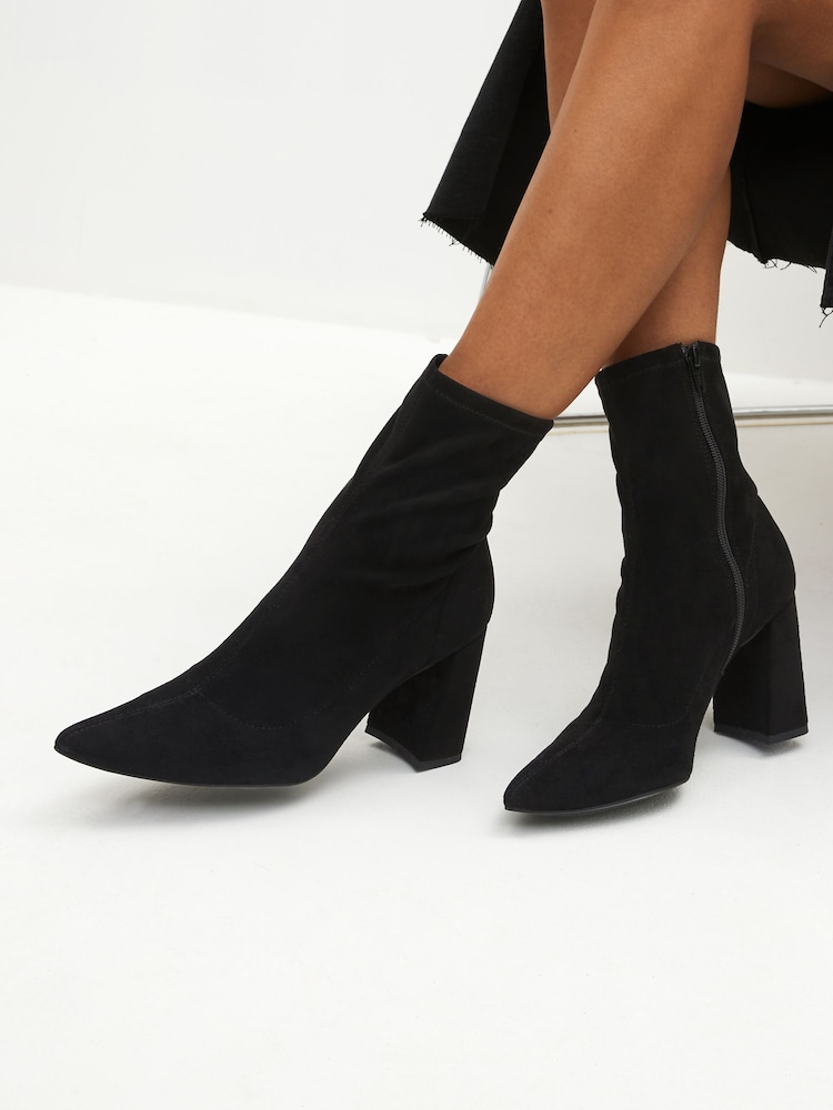 Black Forever Comfort® Point Toe Sock Ankle Boots - Image 2 of 7 Black Forever Comfort® Point Toe Sock Ankle Boots - Image 2 of 7