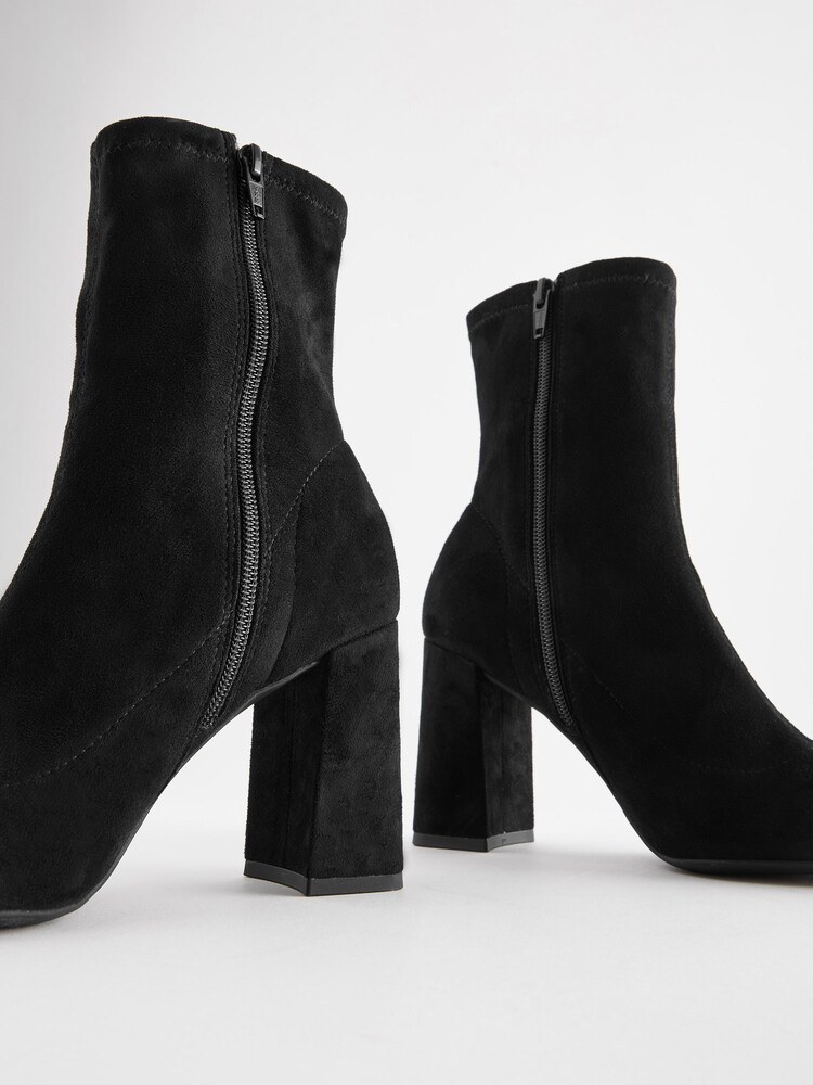 Black Forever Comfort® Point Toe Sock Ankle Boots - Image 7 of 7