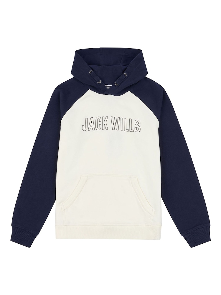 Jack Wills White Oversized 100% Cotton Collegiate Hoodie - Image 1 of 3
