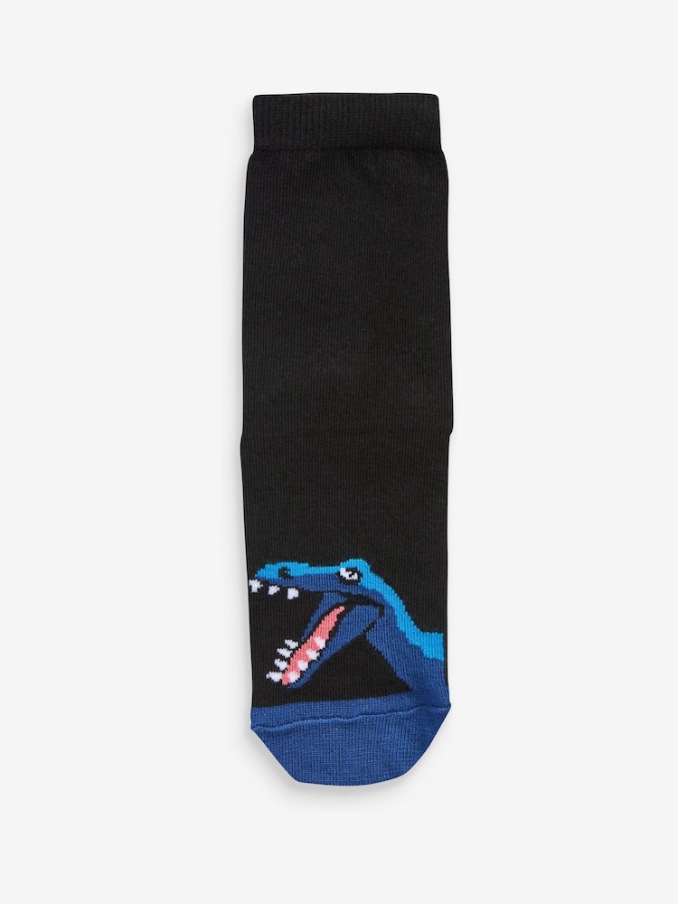 Dinosaure noir - Paquet de chaussettes en coton riche 7 - Image 2 de 8