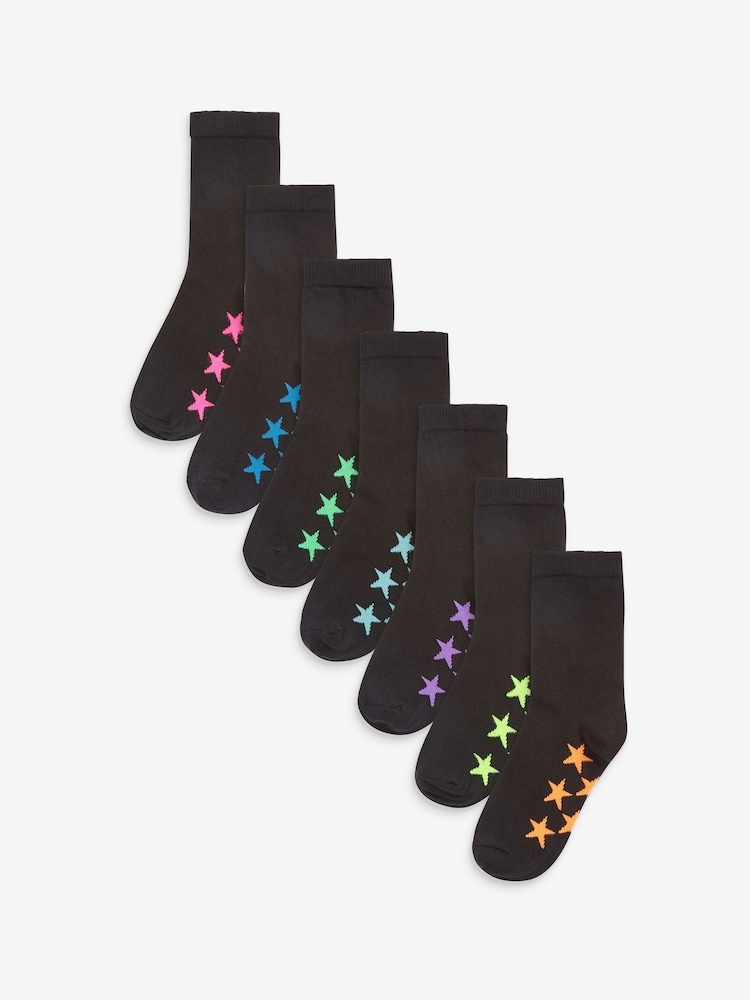 Black Star Cotton Rich Socks 7 Pack - Image 1 of 9