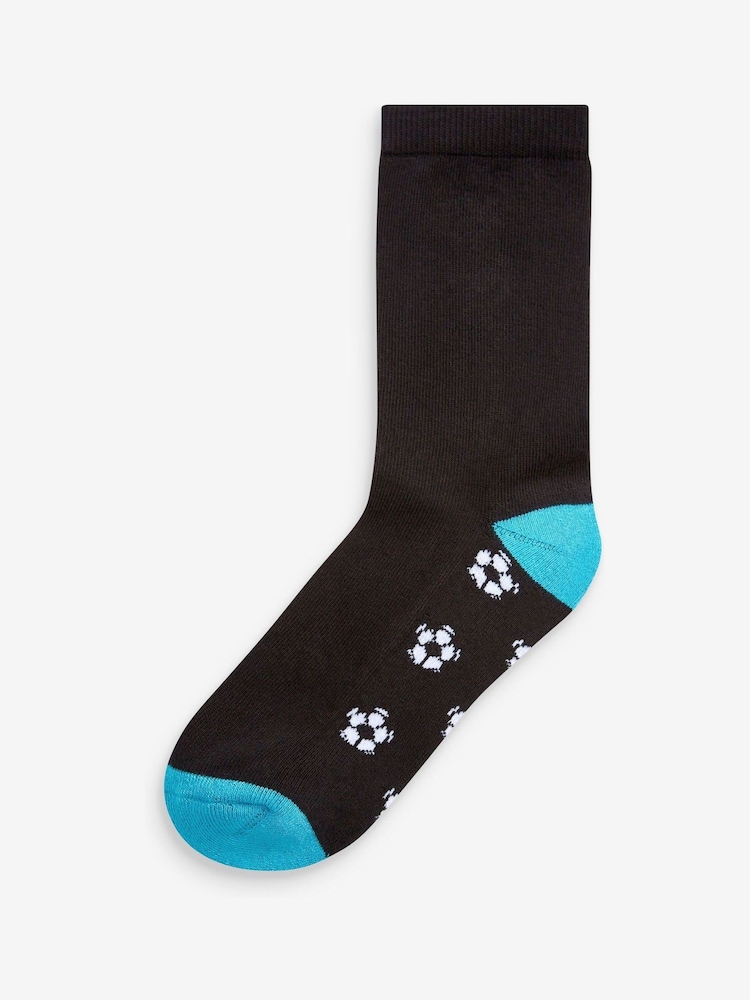 Black Football Cotton Rich Cushioned Socks 7 Pack - Image 2 of 8