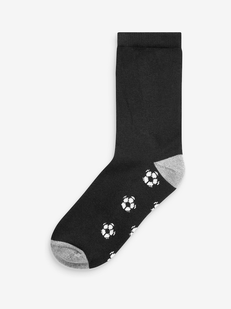 Noir motif football - Paquet de chaussettes rembourrées en coton riche 7 - Image 3 of 8