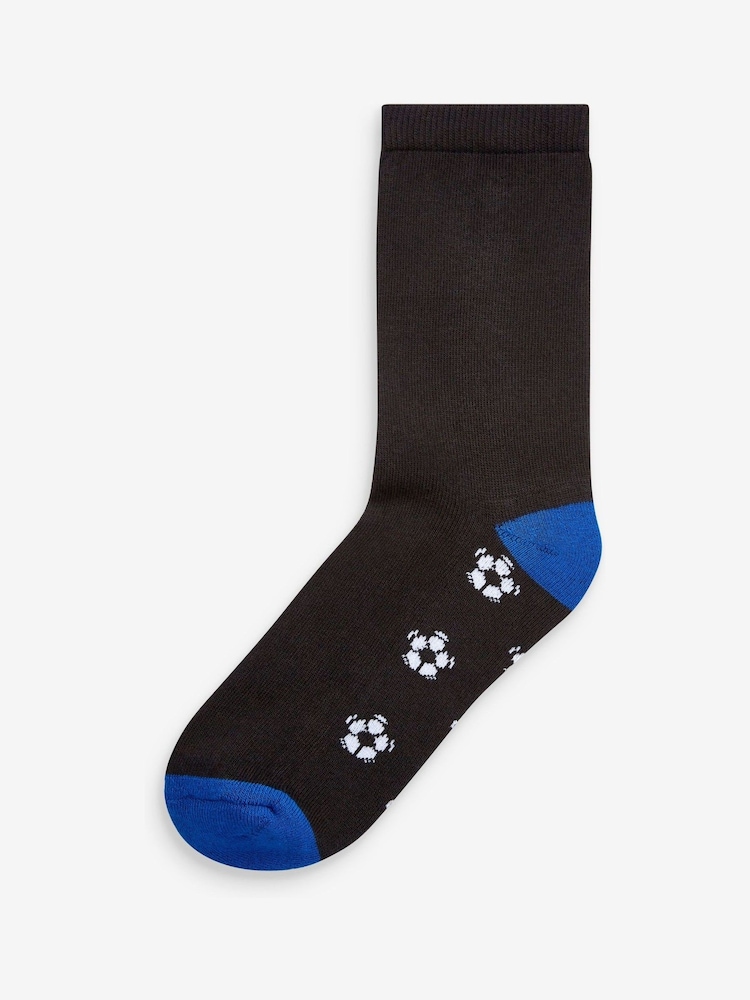 Noir motif football - Paquet de chaussettes rembourrées en coton riche 7 - Image 4 of 8