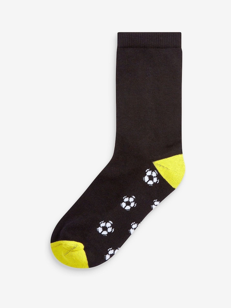 Noir motif football - Paquet de chaussettes rembourrées en coton riche 7 - Image 5 of 8