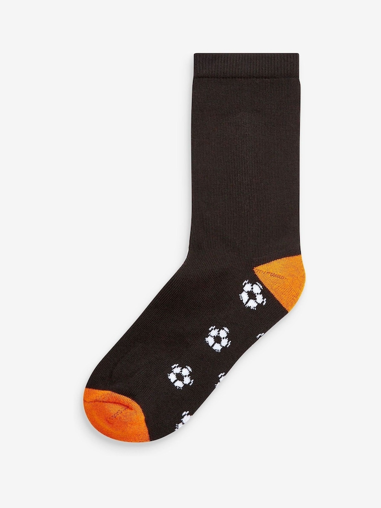 Noir motif football - Paquet de chaussettes rembourrées en coton riche 7 - Image 6 of 8