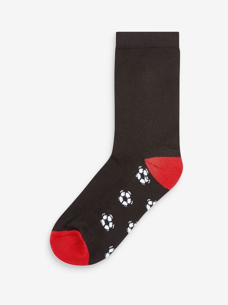 Noir motif football - Paquet de chaussettes rembourrées en coton riche 7 - Image 7 of 8