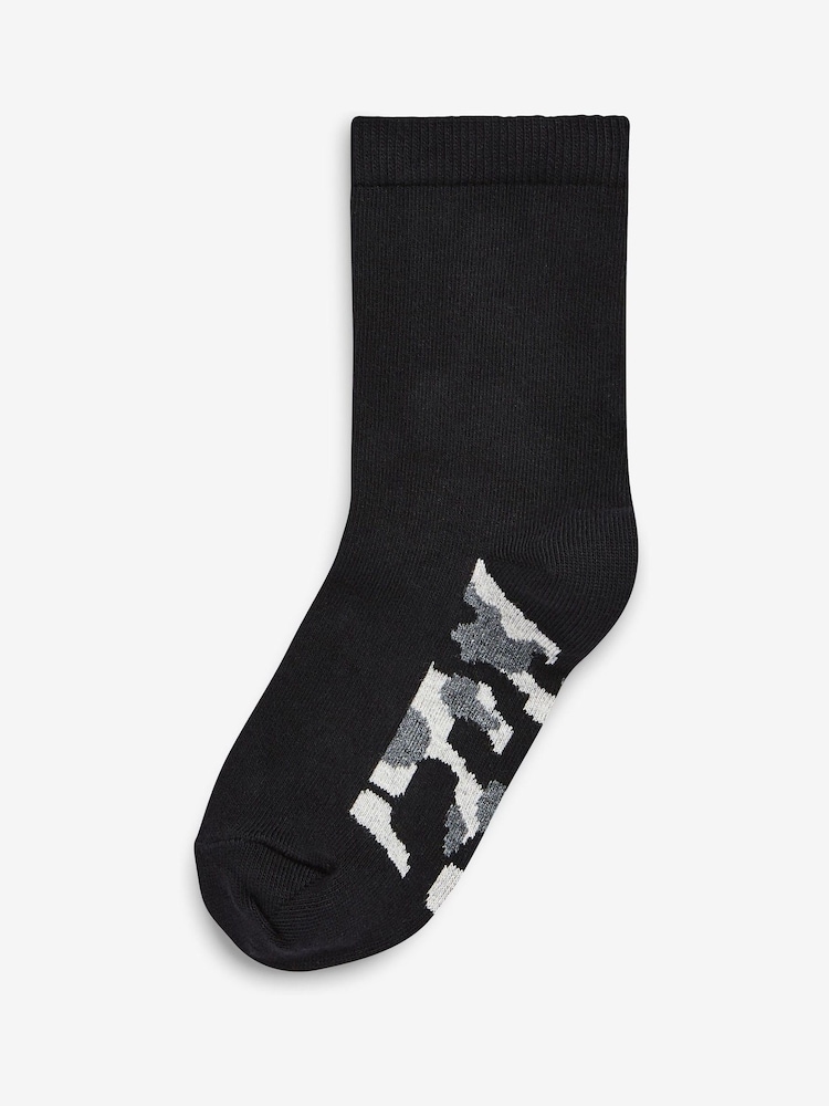 Black Camouflage Footbed Cotton Rich Socks 7 Pack - Image 3 of 8