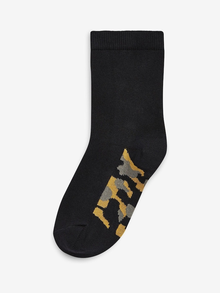 Black Camouflage Footbed Cotton Rich Socks 7 Pack - Image 4 of 8