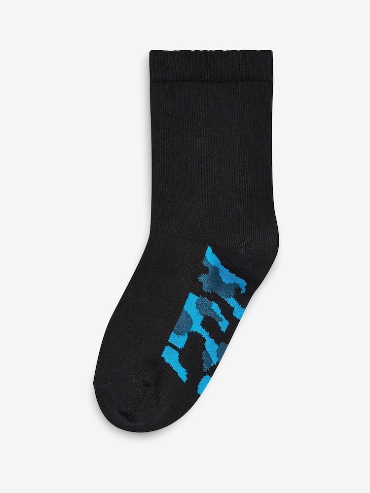 Black Camouflage Footbed Cotton Rich Socks 7 Pack - Image 6 of 8