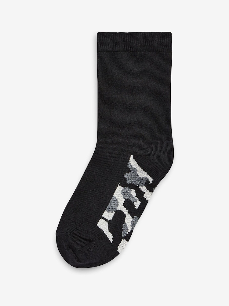 Black Camouflage Footbed Cotton Rich Socks 7 Pack - Image 7 of 8