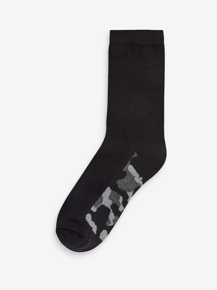 Cushioned Footbed Black Camouflage Cotton Rich Socks 10 Pack - Image 3 of 11