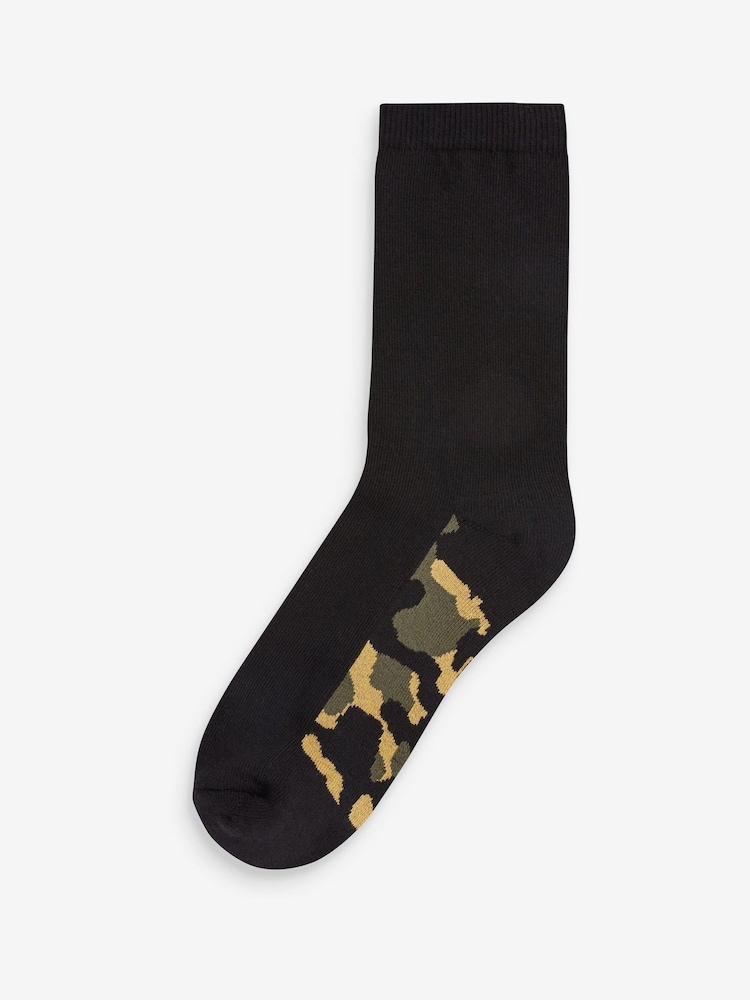 Cushioned Footbed Black Camouflage Cotton Rich Socks 10 Pack - Image 5 of 11