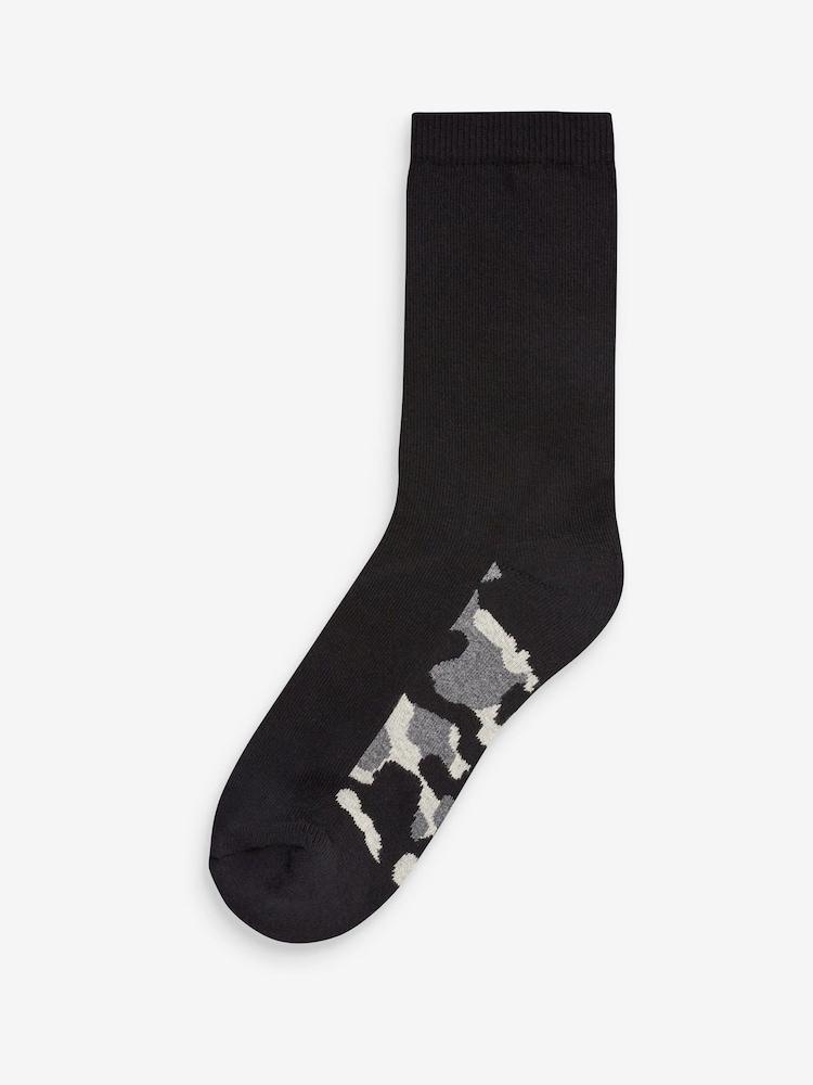 Cushioned Footbed Black Camouflage Cotton Rich Socks 10 Pack - Image 6 of 11