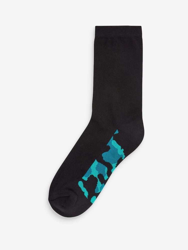 Cushioned Footbed Black Camouflage Cotton Rich Socks 10 Pack - Image 9 of 11