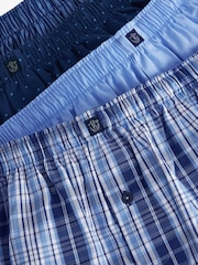 Blue 4 pack Woven Pure Cotton Boxers - Image 7 of 10