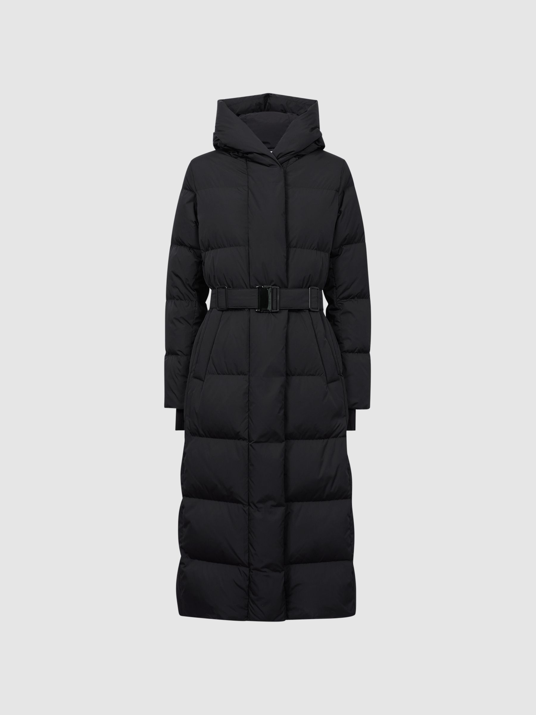 Buy Reiss Black Larissa Long Belted Puffer Coat from Next Spain
