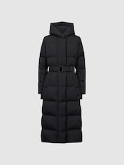 Reiss Black Larissa Long Belted Puffer Coat - Image 2 of 6