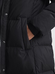Reiss Black Larissa Long Belted Puffer Coat - Image 5 of 6